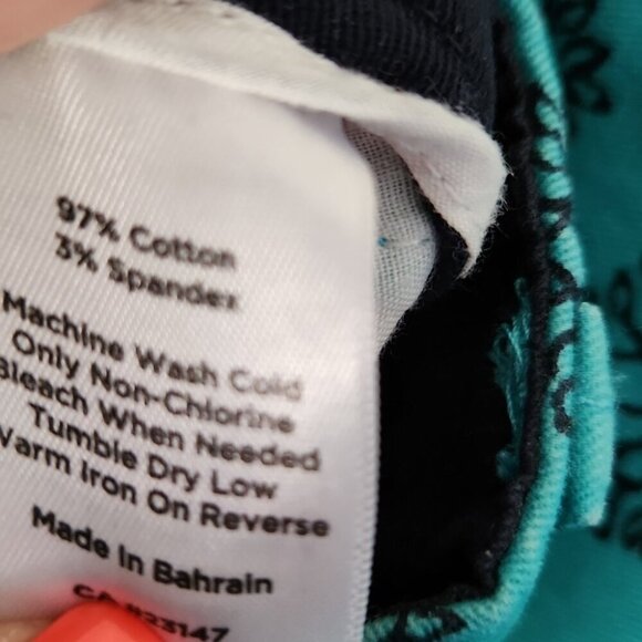 TALBOTS | The Daily Ankle Pants Printed Tropical Teal Blue Size 12 Resort - Picture 5 of 5